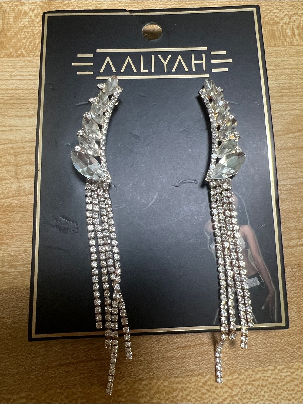 #2577** Aaliyah Crystal Drop Fringe Earrings - Clear/Silver - Picture 1 of 17